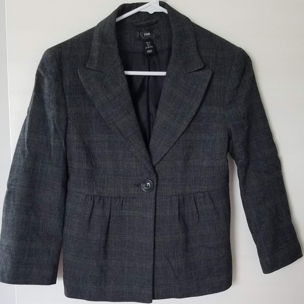 H&M Gray Plaid Blazer
